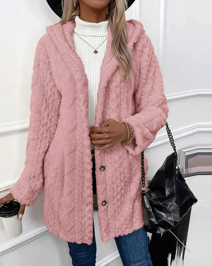 Cardigan i fleece | Hooded | Mellanlång | Cardigan Jacka | Cardigan för kvinnor