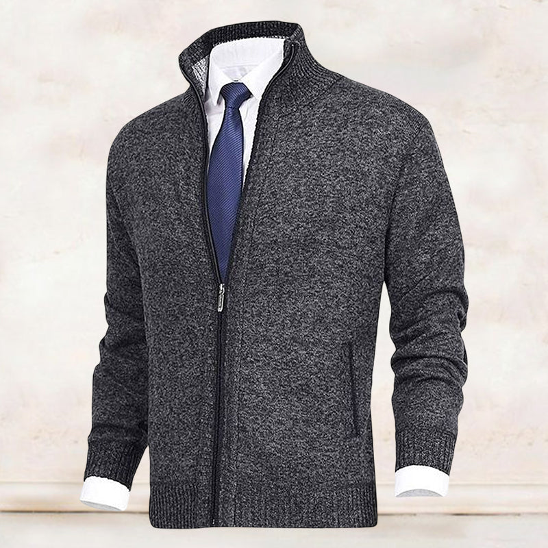 Cardigan med dragkedja | Ståkrage | Fickor | Stickad cardigan | Cardigan för män