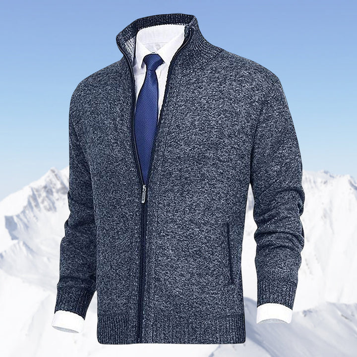 Cardigan med dragkedja | Ståkrage | Fickor | Stickad cardigan | Cardigan för män