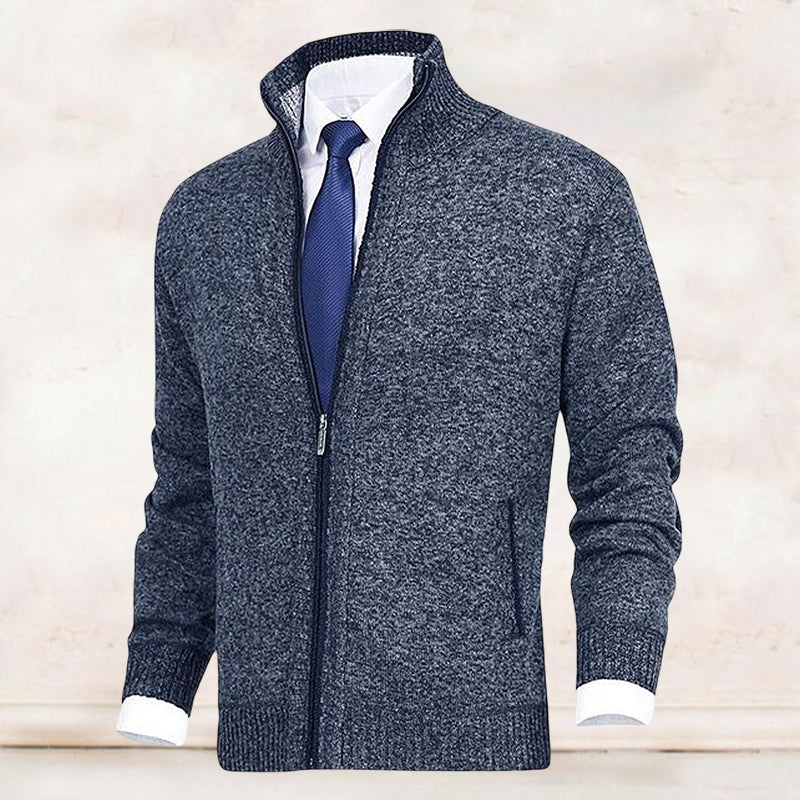Cardigan med dragkedja | Ståkrage | Fickor | Stickad cardigan | Cardigan för män