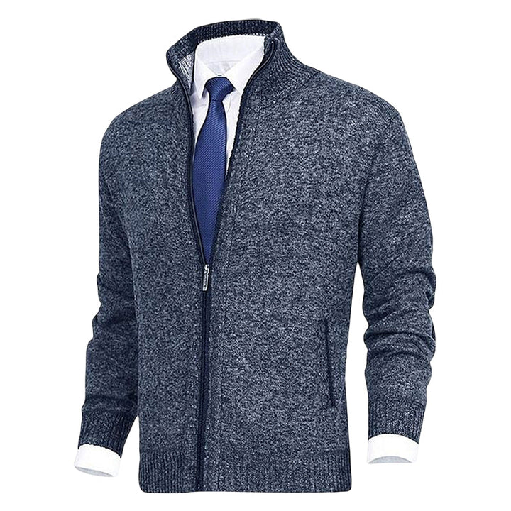 Cardigan med dragkedja | Ståkrage | Fickor | Stickad cardigan | Cardigan för män
