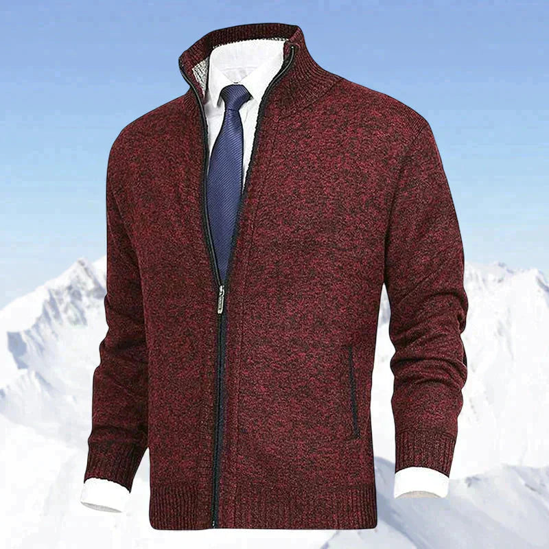Cardigan med dragkedja | Ståkrage | Fickor | Stickad cardigan | Cardigan för män