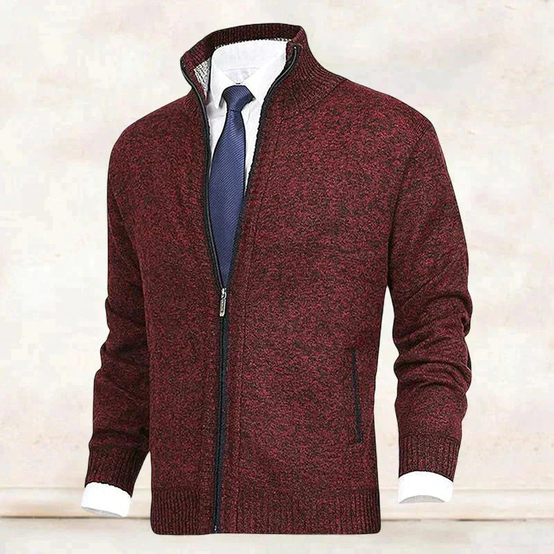 Cardigan med dragkedja | Ståkrage | Fickor | Stickad cardigan | Cardigan för män