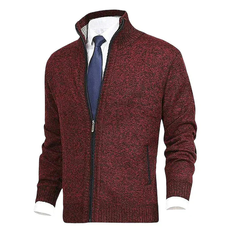 Cardigan med dragkedja | Ståkrage | Fickor | Stickad cardigan | Cardigan för män