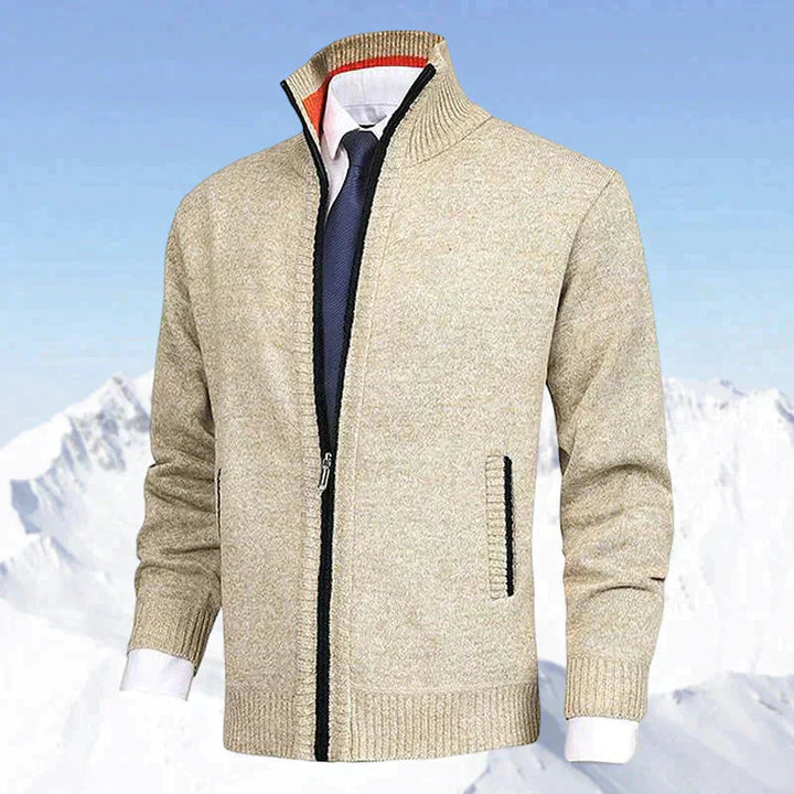 Cardigan med dragkedja | Ståkrage | Fickor | Stickad cardigan | Cardigan för män