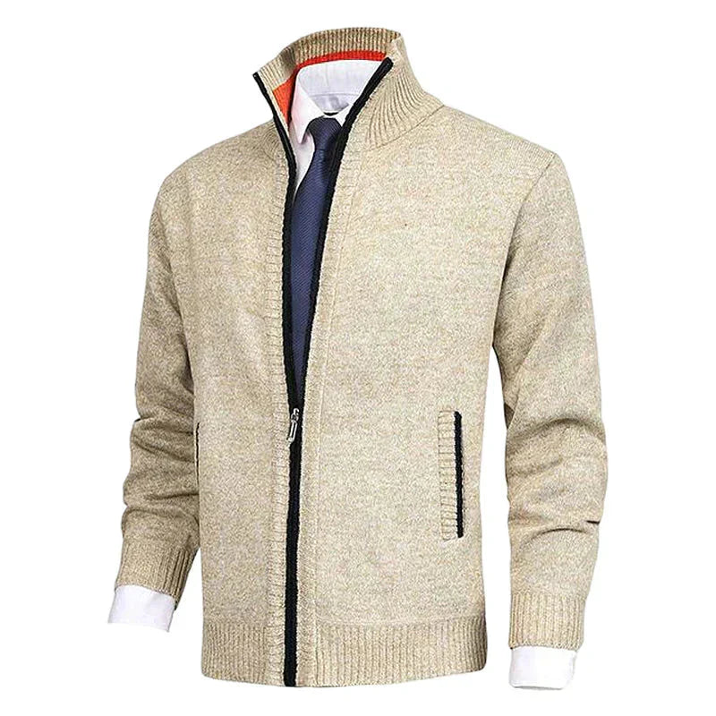 Cardigan med dragkedja | Ståkrage | Fickor | Stickad cardigan | Cardigan för män