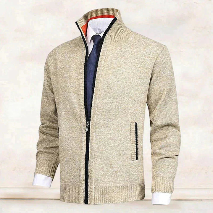 Cardigan med dragkedja | Ståkrage | Fickor | Stickad cardigan | Cardigan för män