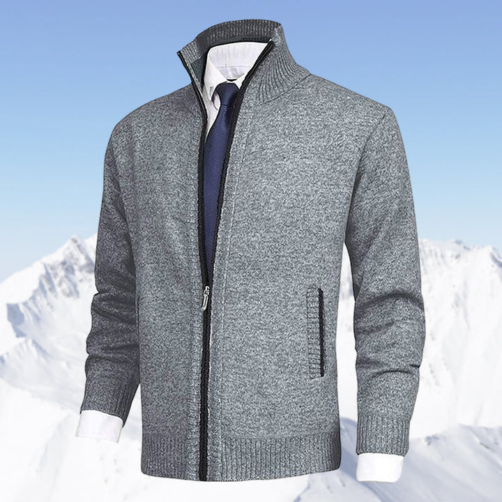 Cardigan med dragkedja | Ståkrage | Fickor | Stickad cardigan | Cardigan för män