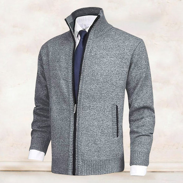 Cardigan med dragkedja | Ståkrage | Fickor | Stickad cardigan | Cardigan för män