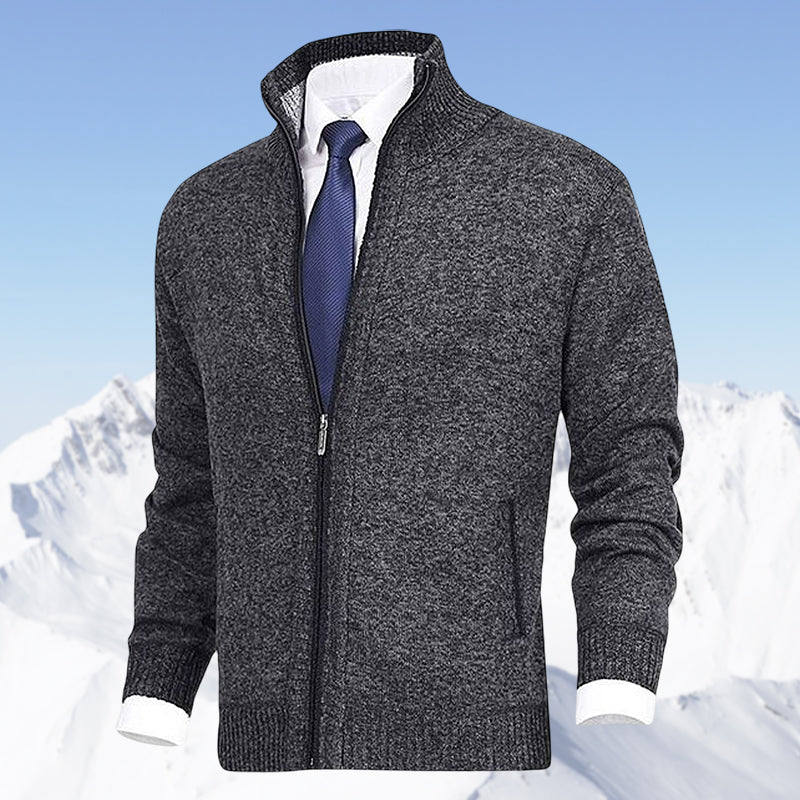 Cardigan med dragkedja | Ståkrage | Fickor | Stickad cardigan | Cardigan för män