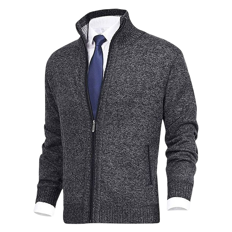 Cardigan med dragkedja | Ståkrage | Fickor | Stickad cardigan | Cardigan för män