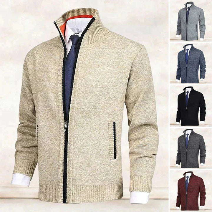 Cardigan med dragkedja | Ståkrage | Fickor | Stickad cardigan | Cardigan för män