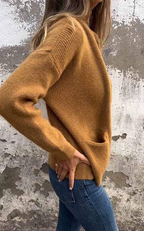 Cardigan med dragkedja - Varm - Fickor - Stickad cardigan - Damkläder