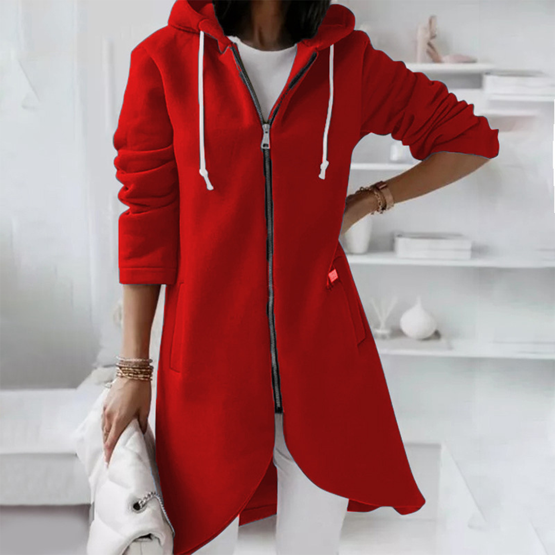 Cardigan med huvtröja - Hel dragkedja - Lång - Hoodie med dragkedja - Damkläder