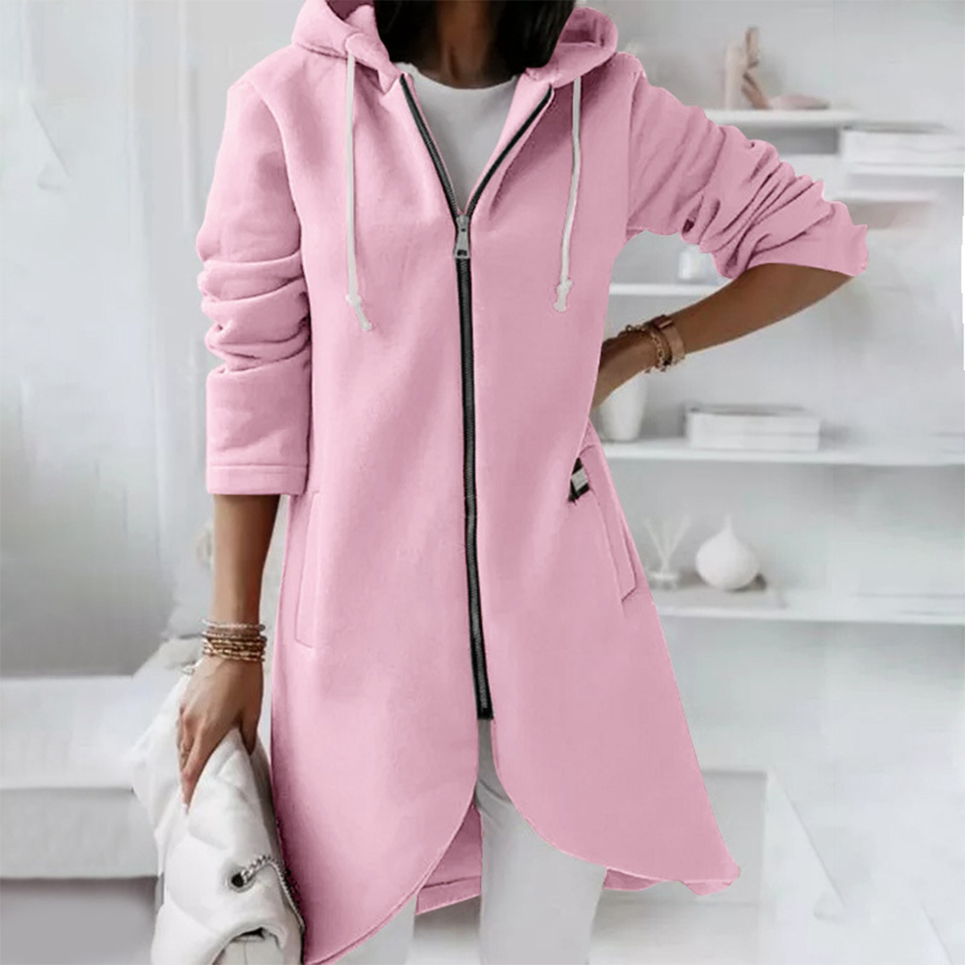 Cardigan med huvtröja - Hel dragkedja - Lång - Hoodie med dragkedja - Damkläder