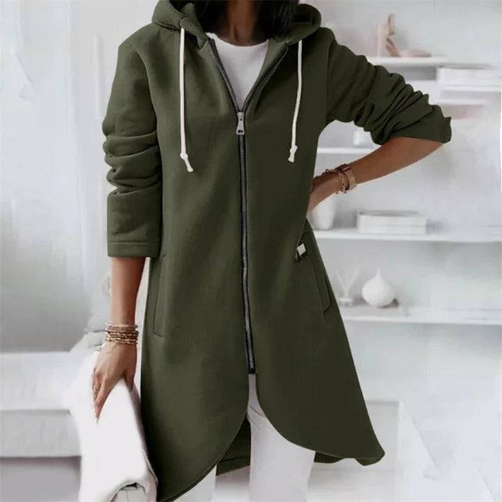 Cardigan med huvtröja - Hel dragkedja - Lång - Hoodie med dragkedja - Damkläder