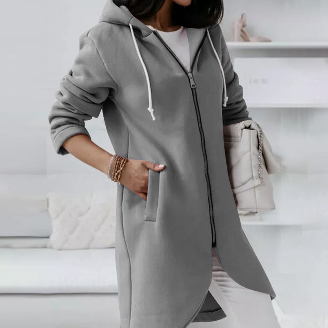 Cardigan med huvtröja - Hel dragkedja - Lång - Hoodie med dragkedja - Damkläder