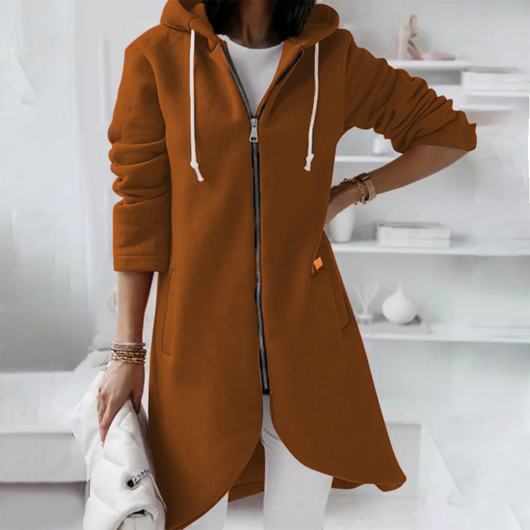 Cardigan med huvtröja - Hel dragkedja - Lång - Hoodie med dragkedja - Damkläder