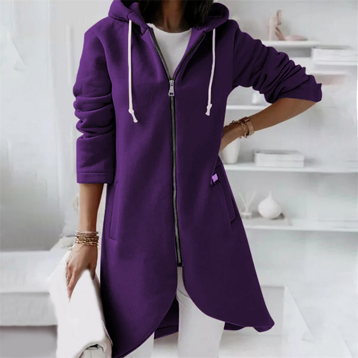Cardigan med huvtröja - Hel dragkedja - Lång - Hoodie med dragkedja - Damkläder