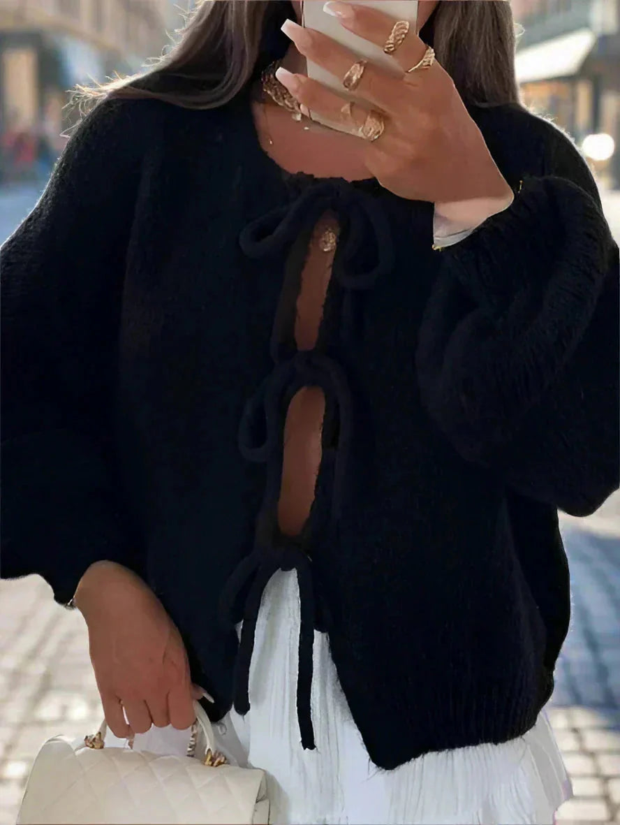 Cardigan med knytfront | Chunky | Oversized | Stickad kofta | Damstickat