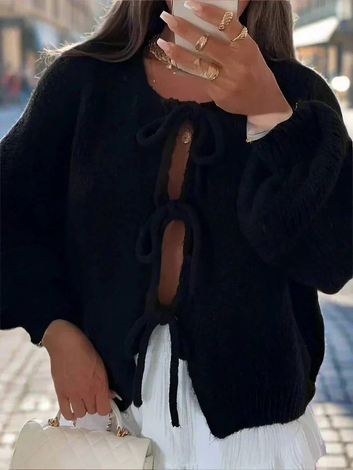 Cardigan med knytfront | Chunky | Oversized | Stickad kofta | Damstickat