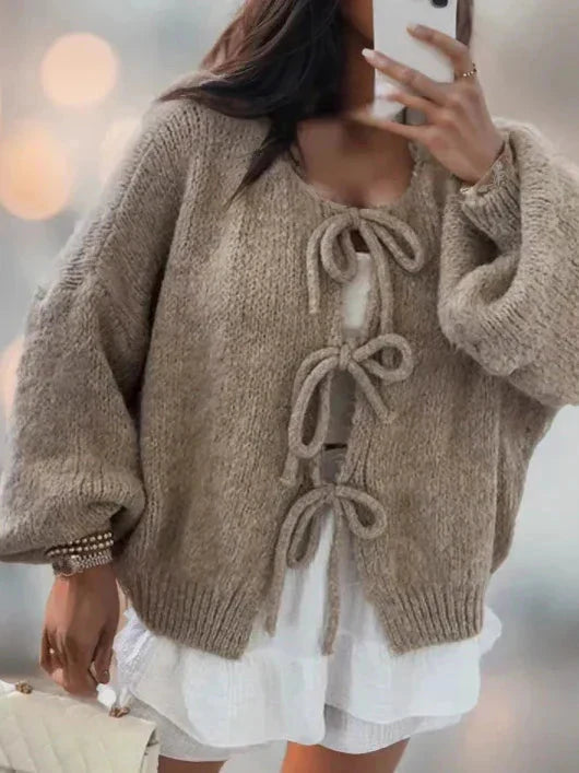 Cardigan med knytfront | Chunky | Oversized | Stickad kofta | Damstickat