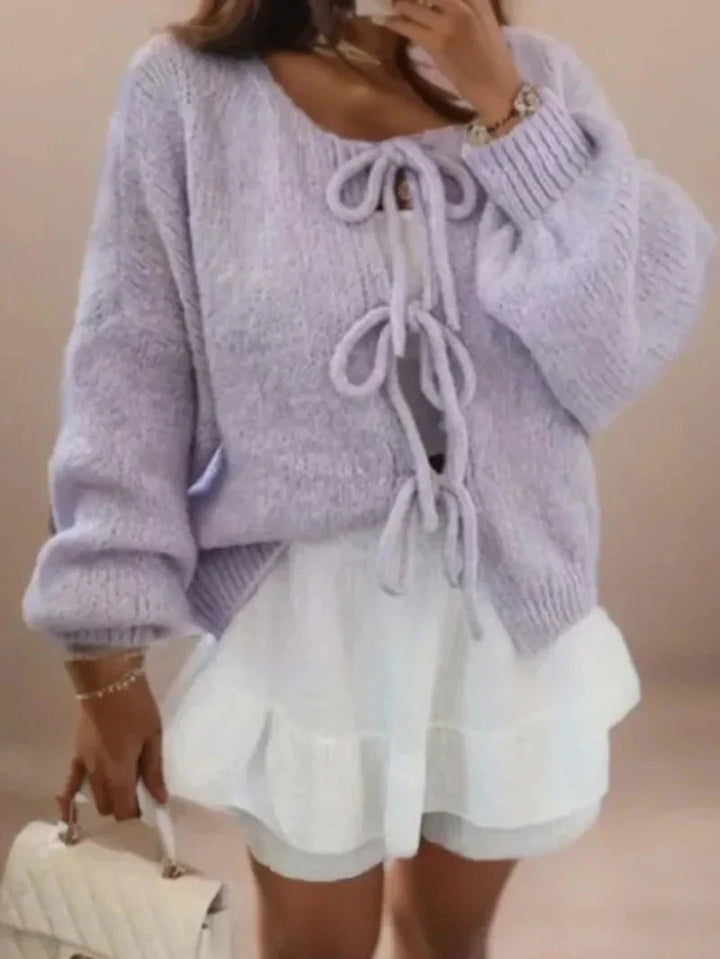 Cardigan med knytfront | Chunky | Oversized | Stickad kofta | Damstickat