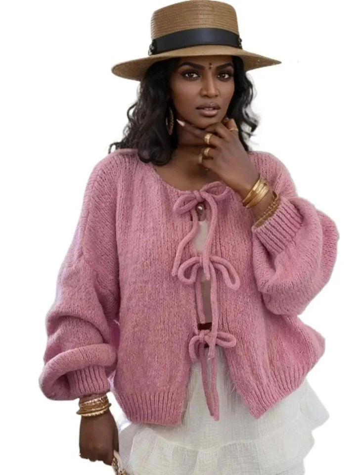 Cardigan med knytfront | Chunky | Oversized | Stickad kofta | Damstickat