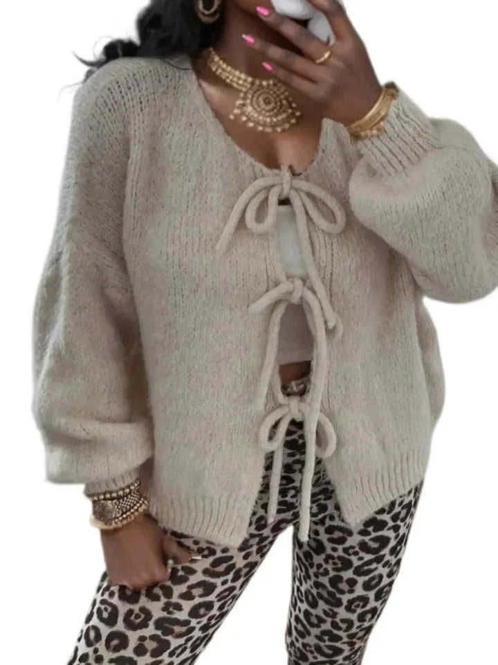 Cardigan med knytfront | Chunky | Oversized | Stickad kofta | Damstickat