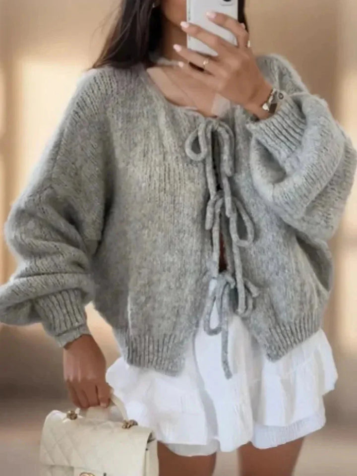Cardigan med knytfront | Chunky | Oversized | Stickad kofta | Damstickat
