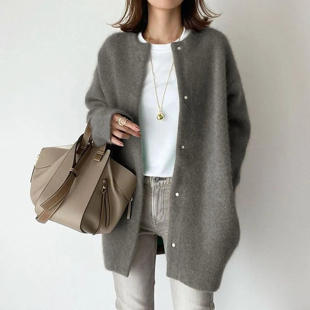 Cardiganjacka - Knäppt - Varm - Oversized Cardigan - Cardigan för dam