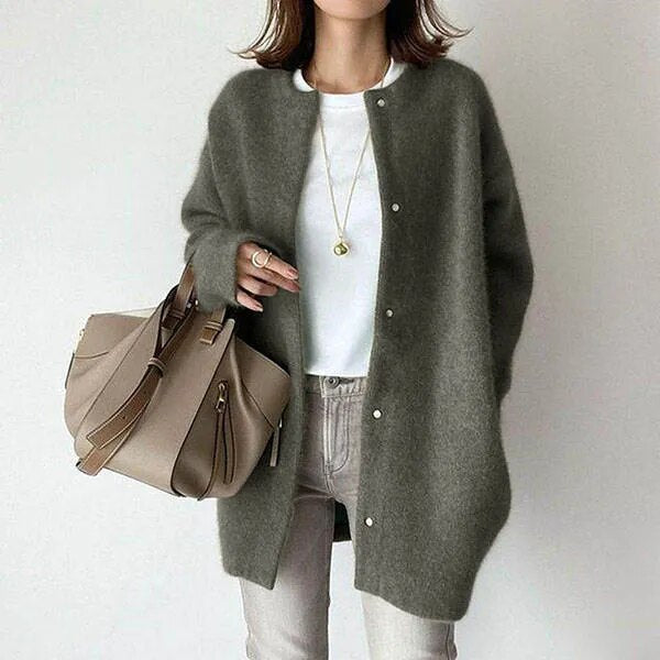 Cardiganjacka - Knäppt - Varm - Oversized Cardigan - Cardigan för dam