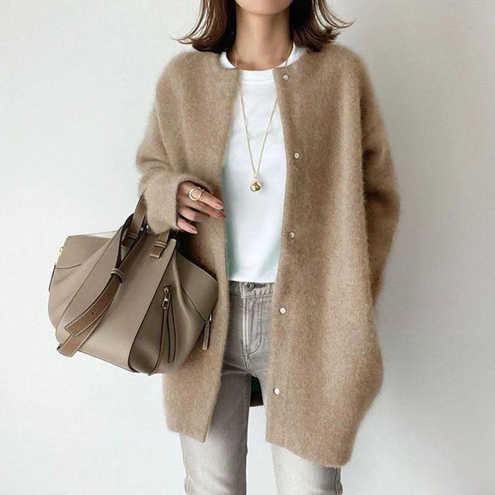 Cardiganjacka - Knäppt - Varm - Oversized Cardigan - Cardigan för dam