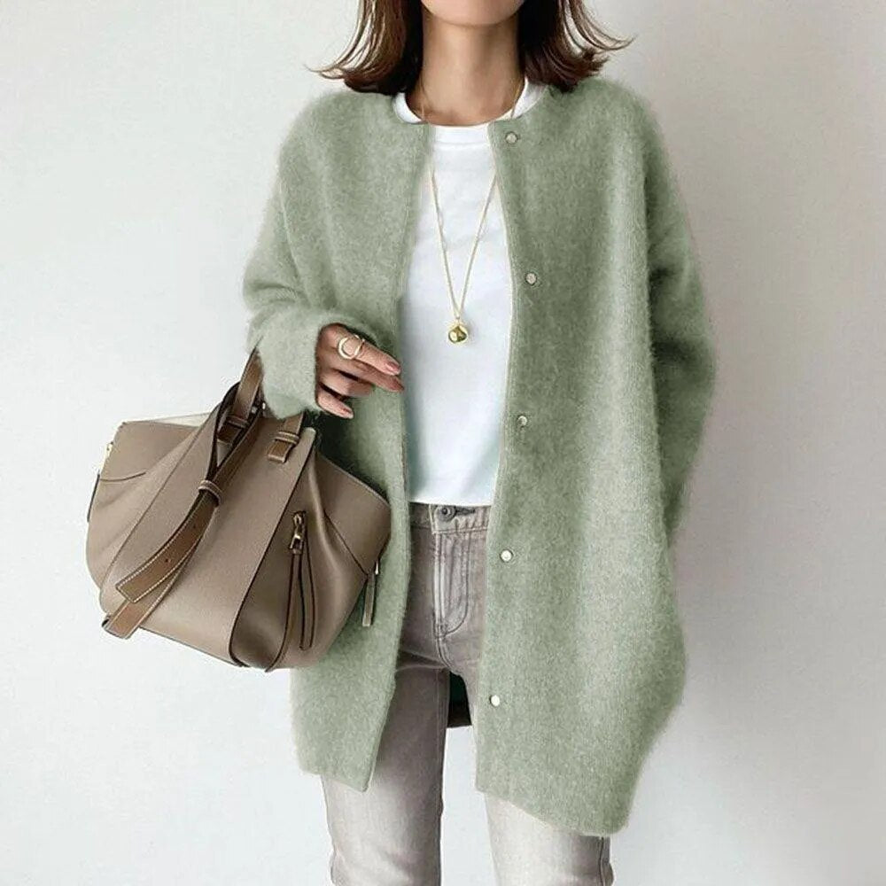 Cardiganjacka - Knäppt - Varm - Oversized Cardigan - Cardigan för dam