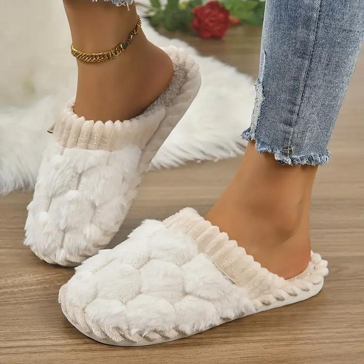 Carla Inomhustofflor | Damtofflor med fleece och slip-on