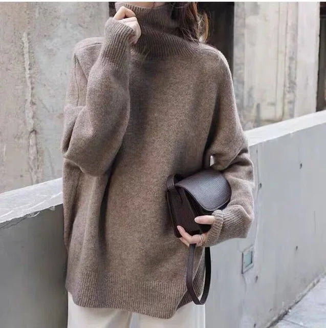 Cashmere Jumper - Stickad - Rullhals - Turtleneck Jumper - Damstickat