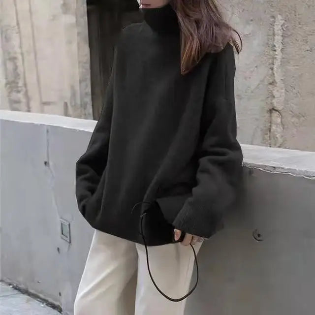Cashmere Jumper - Stickad - Rullhals - Turtleneck Jumper - Damstickat