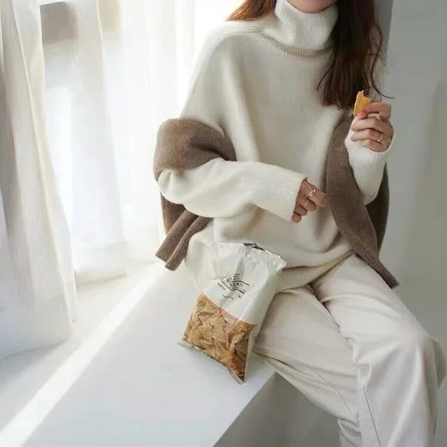 Cashmere Jumper - Stickad - Rullhals - Turtleneck Jumper - Damstickat