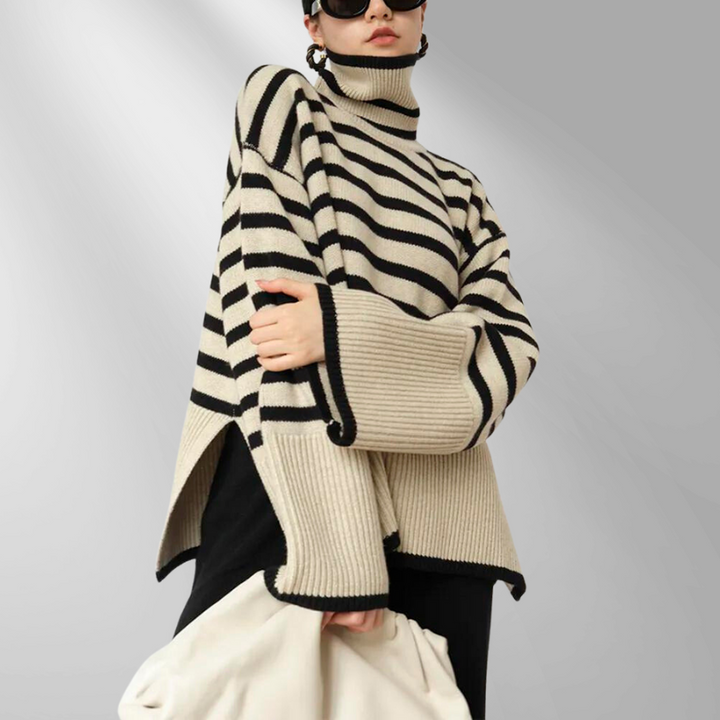 Chanela Turtleneck-Tröja | Loose randig pullover för kvinnor