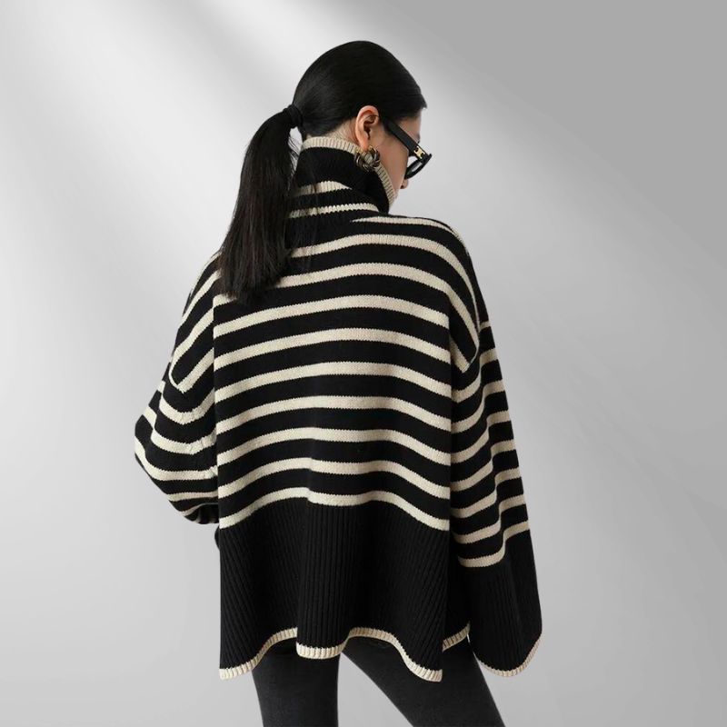 Chanela Turtleneck-Tröja | Loose randig pullover för kvinnor