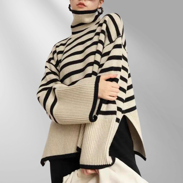 Chanela Turtleneck-Tröja | Loose randig pullover för kvinnor