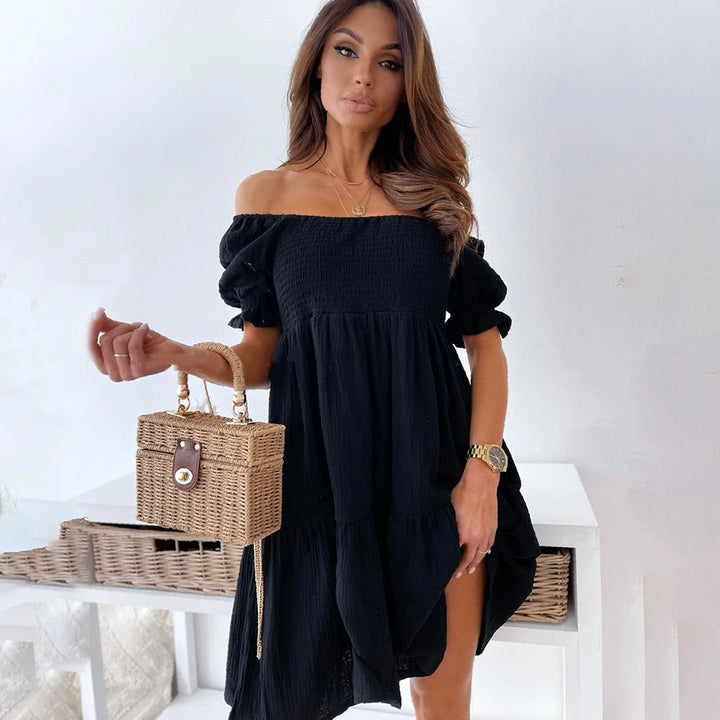 Charley - Snygg Sommarklänning med Off Shoulder-design