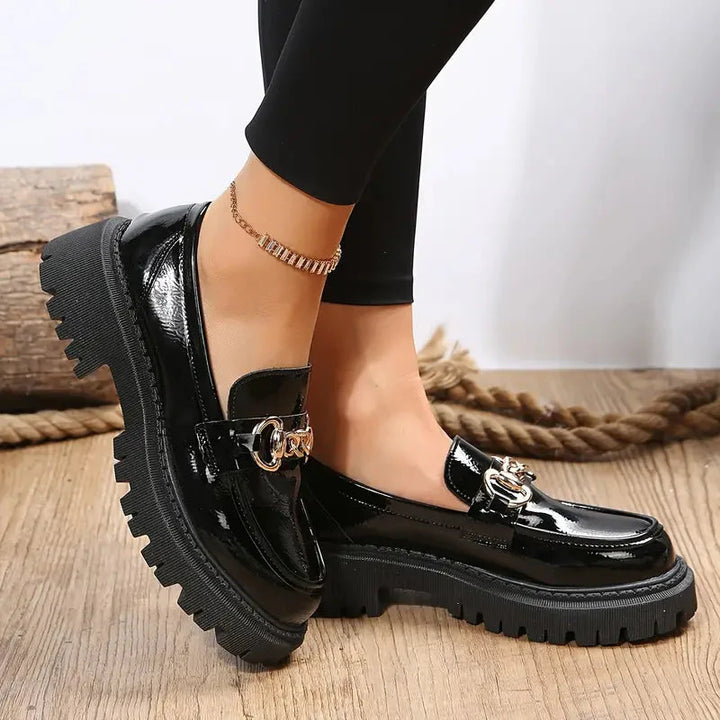 Chunky Loafers, Slip-on, Kedjedekor, Damskor, Platform Loafers