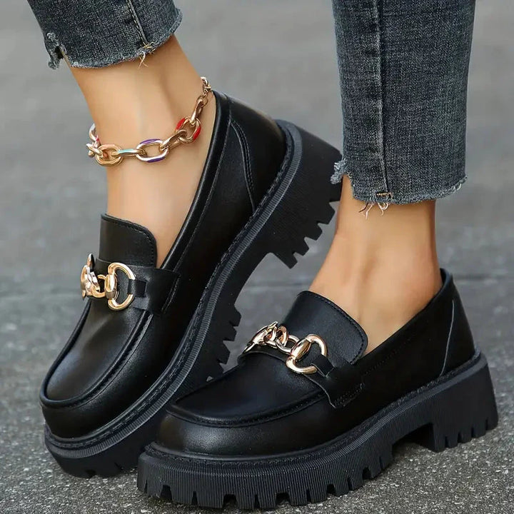 Chunky Loafers, Slip-on, Kedjedekor, Damskor, Platform Loafers