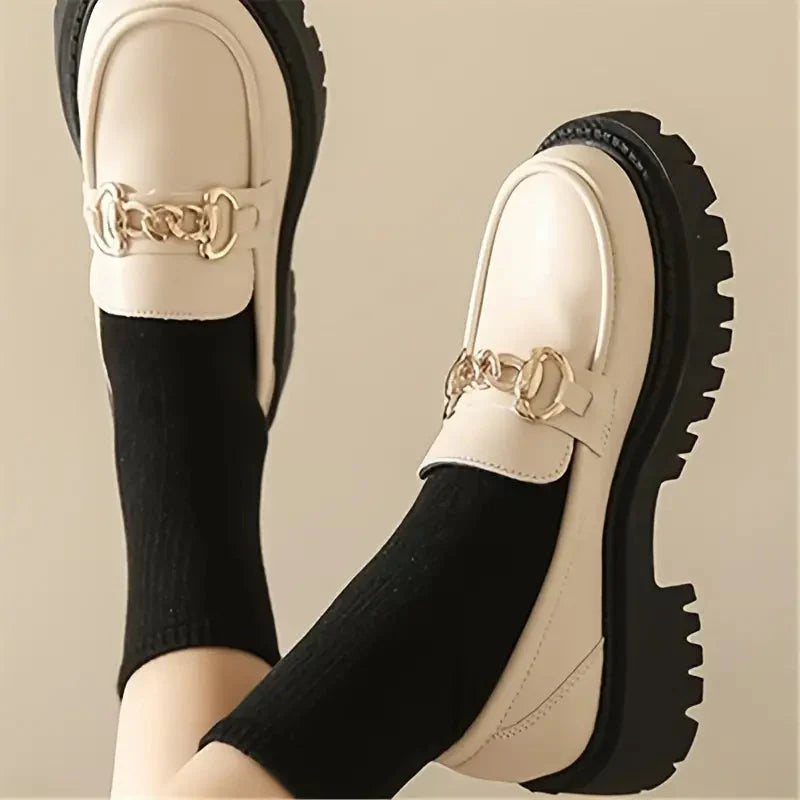 Chunky Loafers, Slip-on, Kedjedekor, Damskor, Platform Loafers