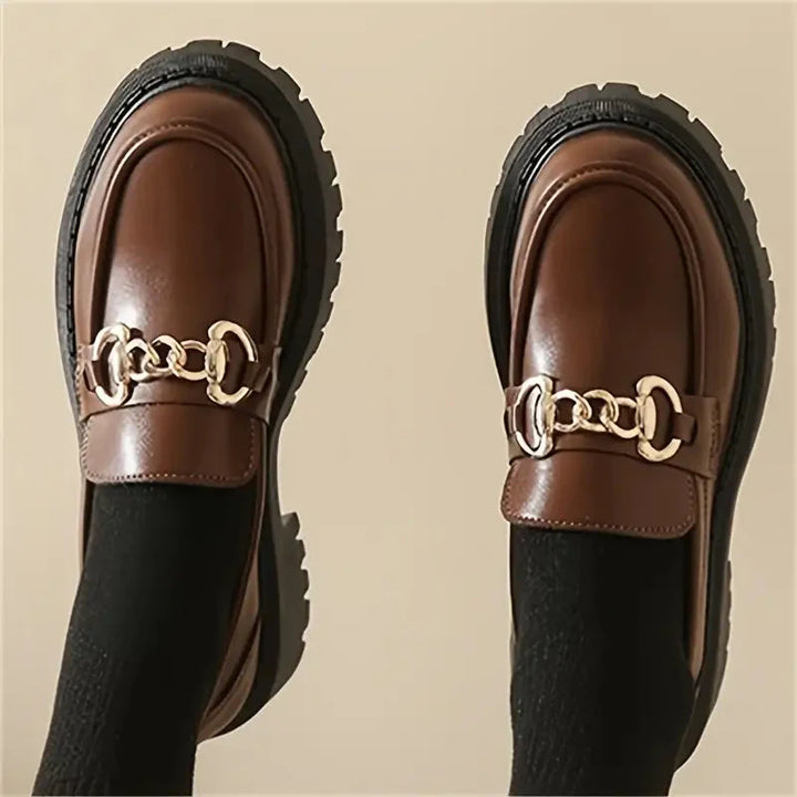 Chunky Loafers, Slip-on, Kedjedekor, Damskor, Platform Loafers