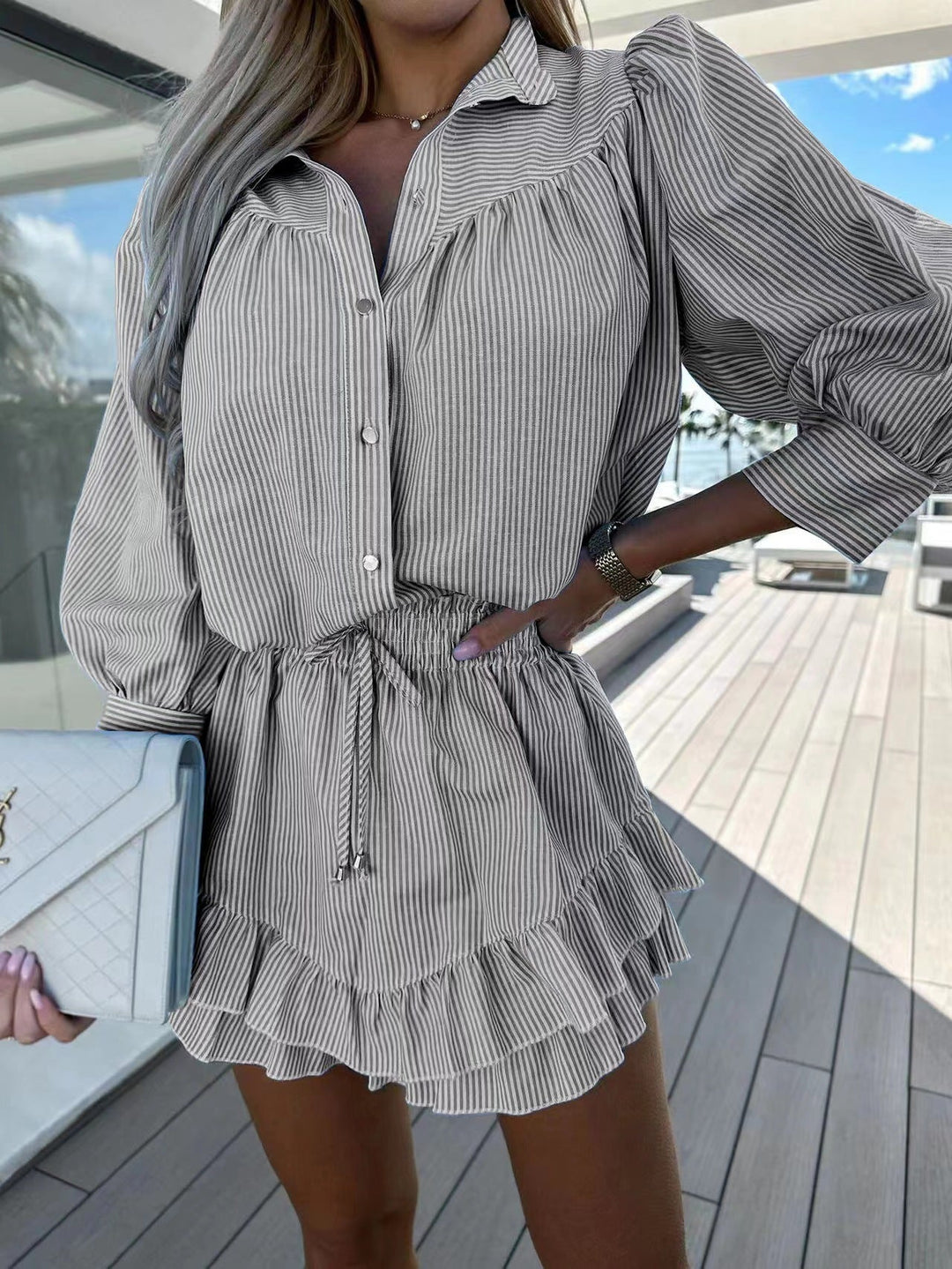 Co-Ord Set | Minikjol | Ruffle | Kjol och blus Set | Sommarkläder för Kvinnor