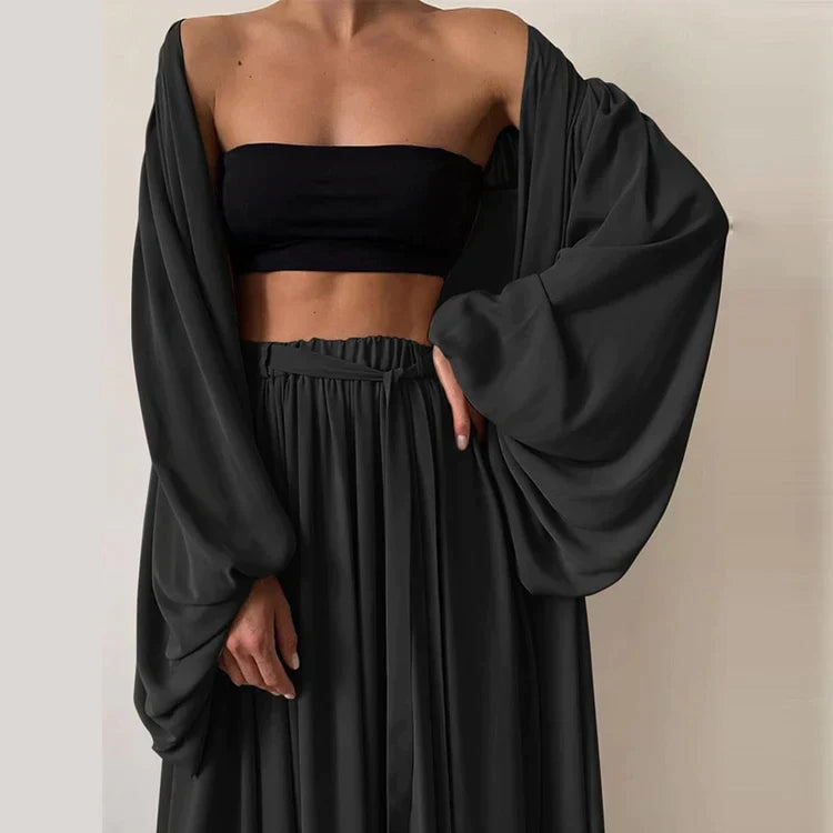 Co-Ord-set – Flödande – Byxor med vida ben och topp – Sommarkläder för damer
