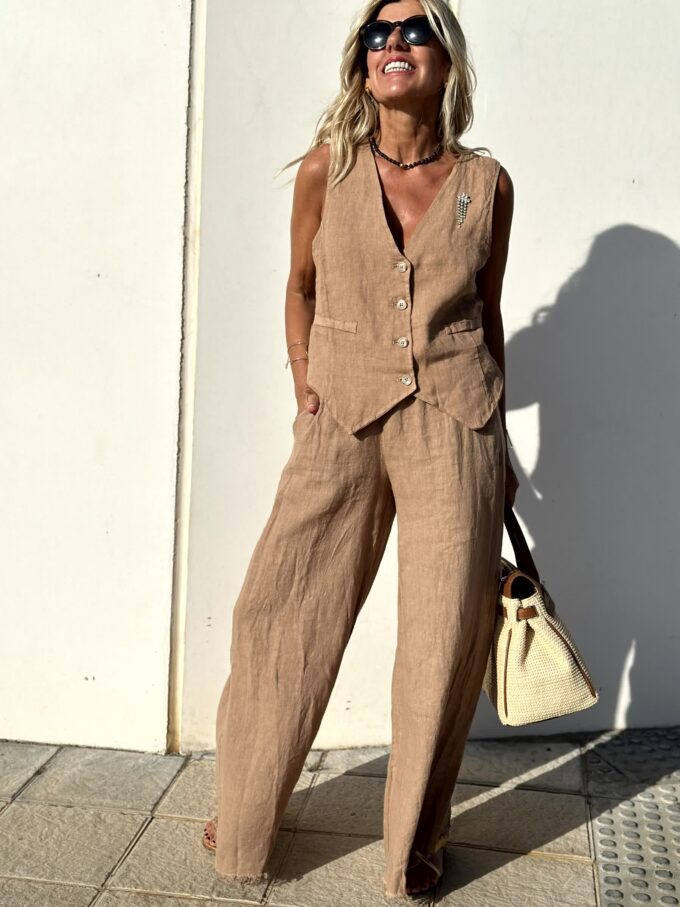 Co-ord set | vida ben | ärmlös | väst och byxor | tvådelat set för kvinnor