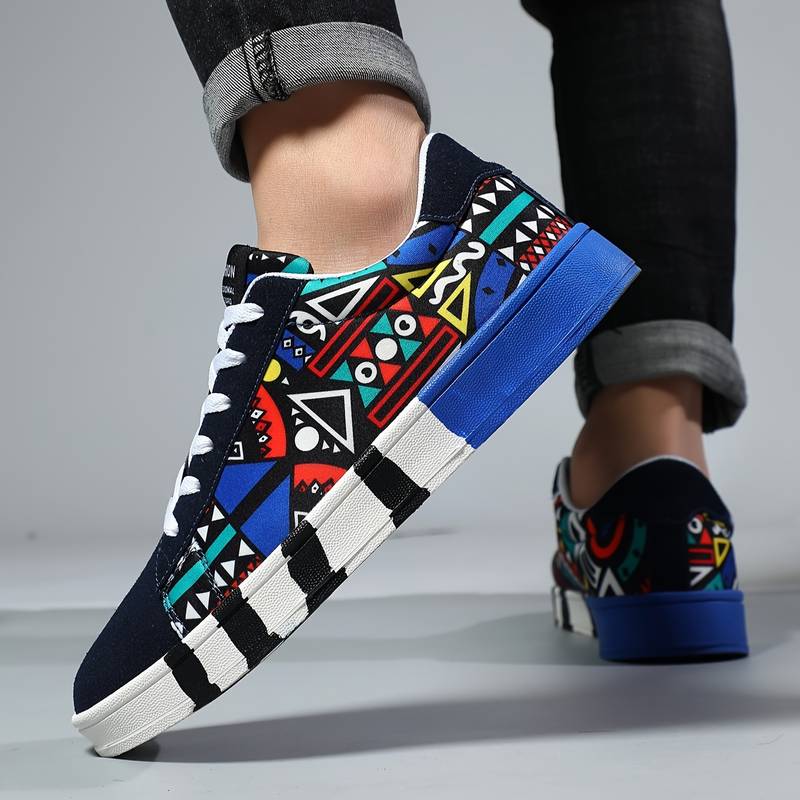 Färgglad lågskuren sneaker med heltryckt grafiskt mönster – Israel